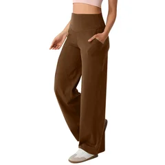 YYFS Women's Fashion Casual Solid Color Printed High Waist Pants Cropped Pants-5