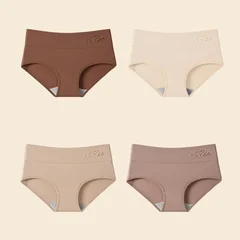 4-Pack Plus Size High-Waist Cotton Women's Shaping Briefs, Breathable Solid Color Panties-6