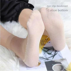Women's Summer Ultra-Thin Transparent Cotton Silk Lace Patchwork Crystal Short Socks-5