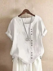 Women's Pure Cotton Solid Color Button Shirt for Spring and Autumn-2