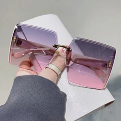 Occhiali da sole da donna montatura quadrata ampia lenti sfumate protezione UV occhiali da esterno-7