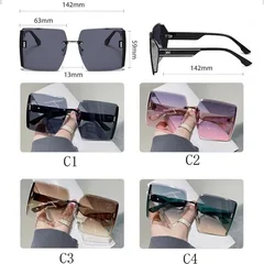 Occhiali da sole da donna montatura quadrata ampia lenti sfumate protezione UV occhiali da esterno-3