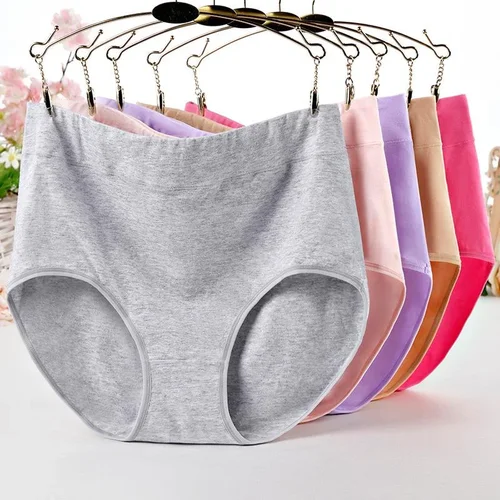 Plus Size High-Waist Tummy Control Women's Cotton Underwear