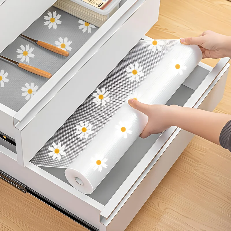 Plastic Floral Non-Slip Waterproof Dust-Proof Moisture-Proof Refrigerator Cabinet Mat Roll