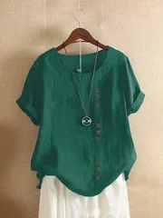 Women's Pure Cotton Solid Color Button Shirt for Spring and Autumn-9