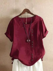 Women's Pure Cotton Solid Color Button Shirt for Spring and Autumn-10