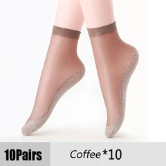 Women's Summer Ultra-Thin Transparent Cotton Silk Lace Patchwork Crystal Short Socks-19