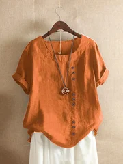 Women's Pure Cotton Solid Color Button Shirt for Spring and Autumn-1