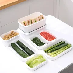 Kitchen Refrigerator Storage White Food Storage Container with Sealed Lid-5