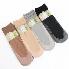 Women's Summer Ultra-Thin Transparent Cotton Silk Lace Patchwork Crystal Short Socks-8