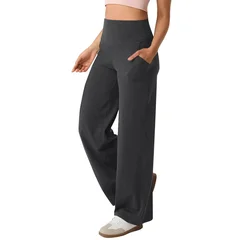 YYFS Women's Fashion Casual Solid Color Printed High Waist Pants Cropped Pants-9
