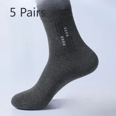 Men's spring and autumn breathable crew socks 5 pairs multi-color-11