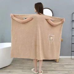 Extended Wearable Adult Bath Towel Household Soft Non-Shedding Bathrobe-5