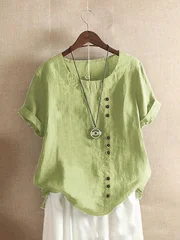 Women's Pure Cotton Solid Color Button Shirt for Spring and Autumn-6