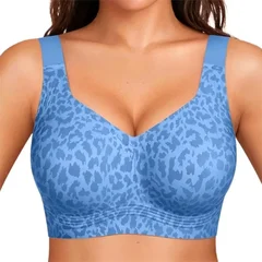 Leopard Print Seamless Wireless Gel Cup Plus Size Comfortable Everyday Bra-8