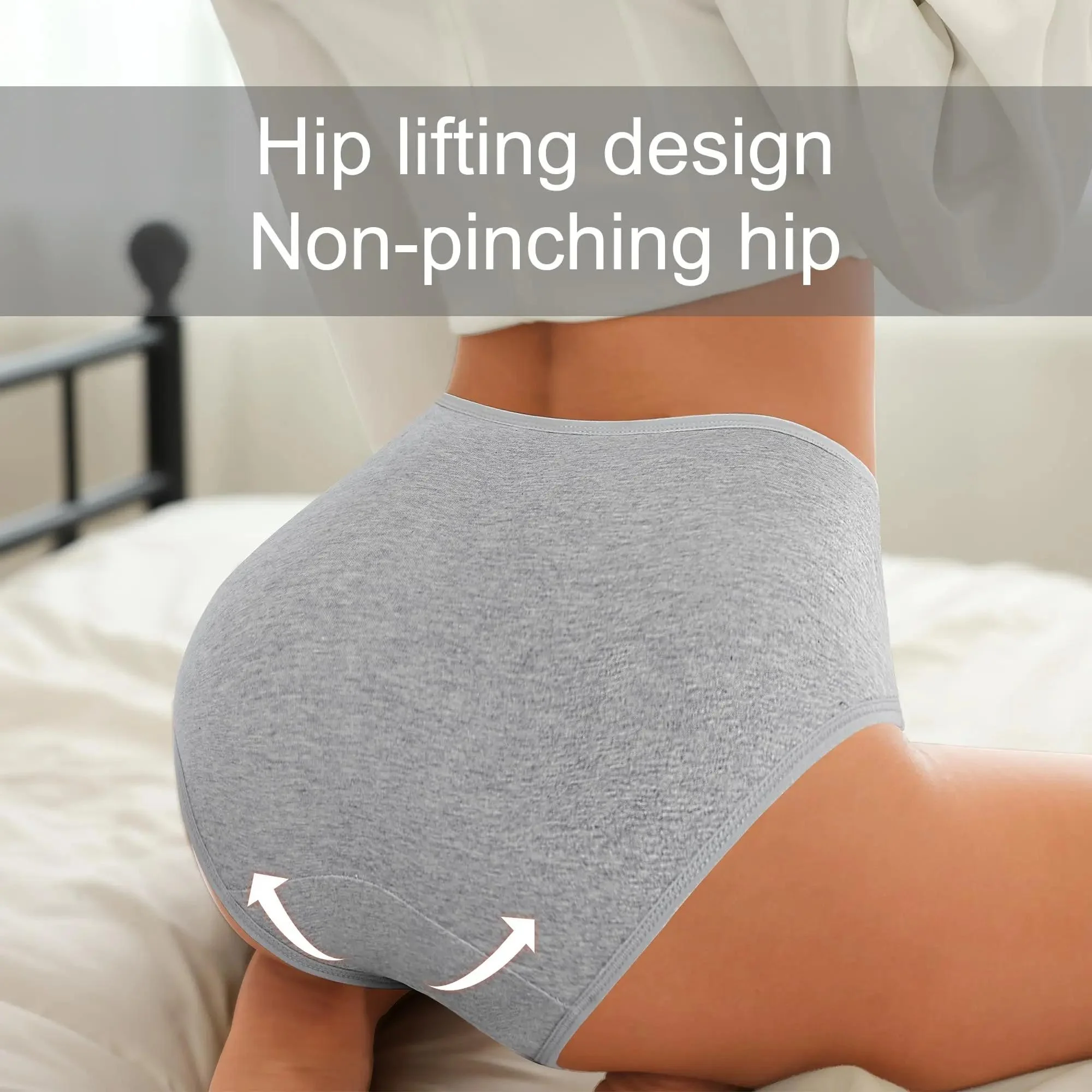 Plus Size High-Waist Tummy Control Women's Cotton Underwear — Product detail image 3