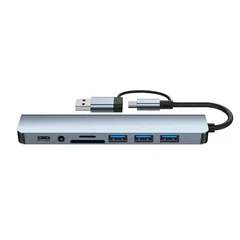 8-in-1 USB-C Hub with SD/TF & 3.5mm Audio, 5Gbps-6