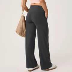 YYFS Women's Fashion Casual Solid Color Printed High Waist Pants Cropped Pants-2