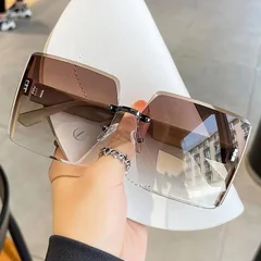 Occhiali da sole da donna montatura quadrata ampia lenti sfumate protezione UV occhiali da esterno-1