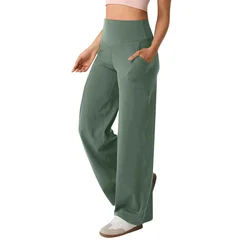 YYFS Women's Fashion Casual Solid Color Printed High Waist Pants Cropped Pants-11