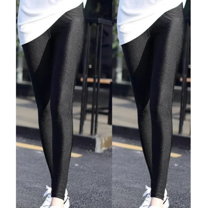 Plus Size High Stretch Shiny Women's Casual Leggings Sport Pants