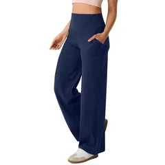 YYFS Women's Fashion Casual Solid Color Printed High Waist Pants Cropped Pants-15