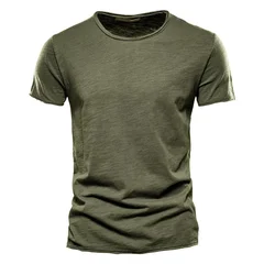 Usegiraffe Men's Crew Neck Slim Fit 100% Cotton Stretch Short Sleeve T-Shirt-19