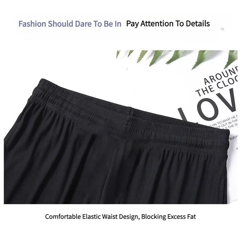 Pantalon large décontracté style streetwear léger uni taille élastiquée sarouel court femme — Image détaillée du produit 5