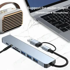8-in-1 USB-C Hub with SD/TF & 3.5mm Audio, 5Gbps-2