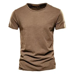 Usegiraffe Men's Crew Neck Slim Fit 100% Cotton Stretch Short Sleeve T-Shirt-15