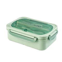 Square Compartment Microwaveable Bento Box with Utensils Leak-Proof Food Container-8