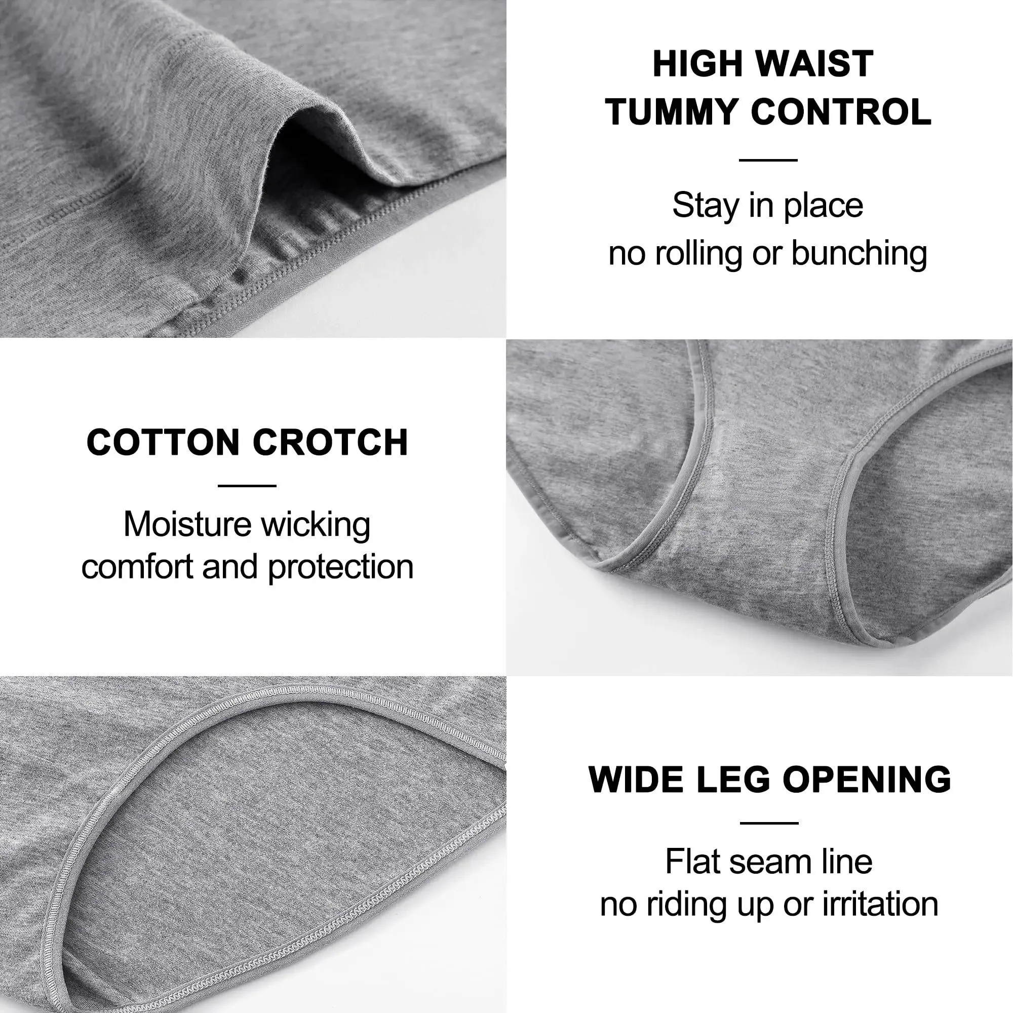 Plus Size High-Waist Tummy Control Women's Cotton Underwear — Product detail image 4