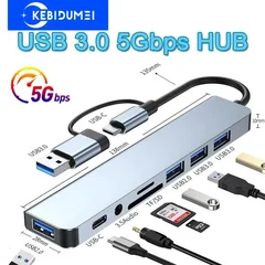 8-in-1 USB-C Hub with SD/TF & 3.5mm Audio, 5Gbps-1