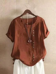 Women's Pure Cotton Solid Color Button Shirt for Spring and Autumn-7
