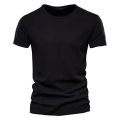 Usegiraffe Men's Crew Neck Slim Fit 100% Cotton Stretch Short Sleeve T-Shirt-17