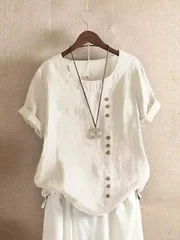 Women's Pure Cotton Solid Color Button Shirt for Spring and Autumn-14