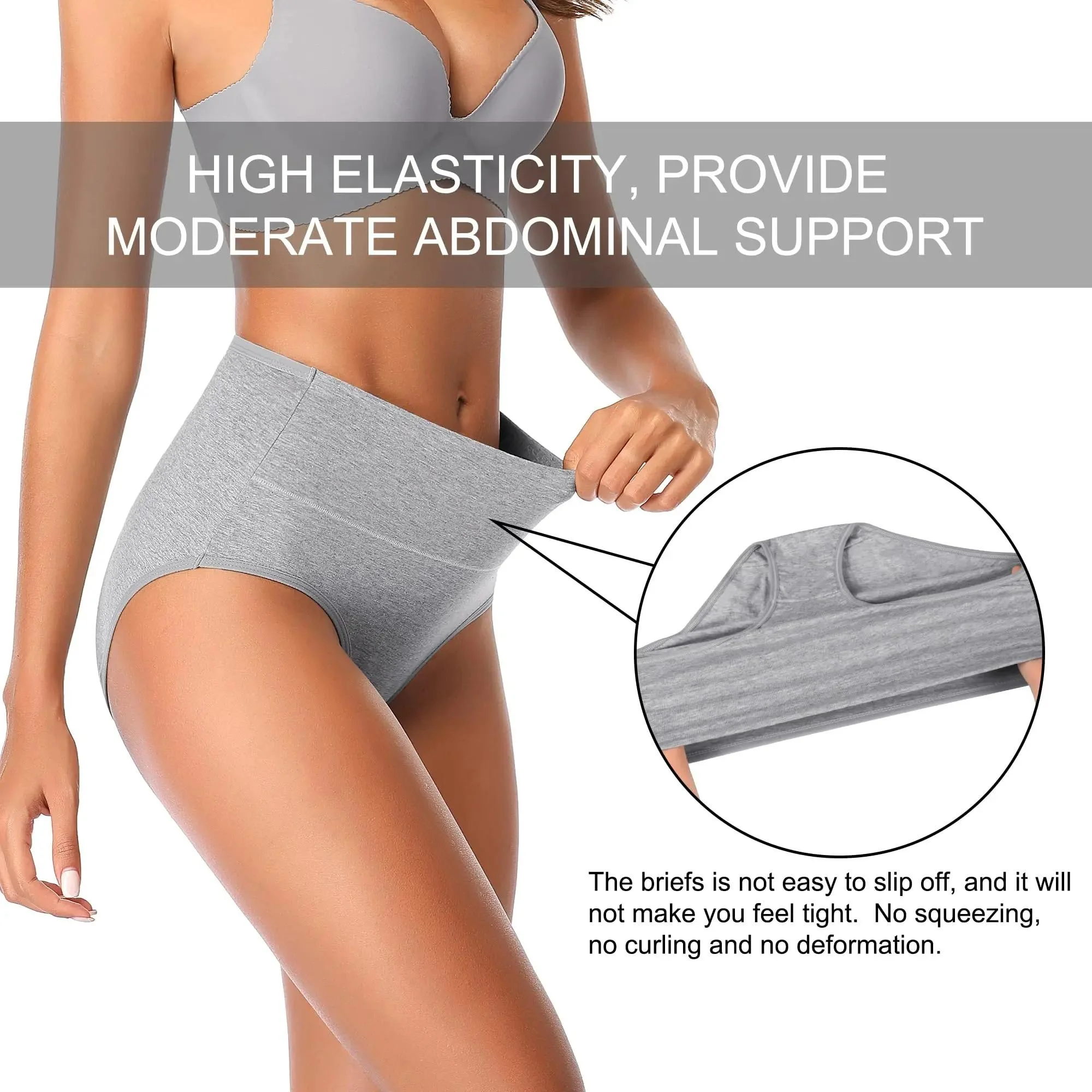 Plus Size High-Waist Tummy Control Women's Cotton Underwear — Product detail image 1