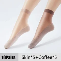 Women's Summer Ultra-Thin Transparent Cotton Silk Lace Patchwork Crystal Short Socks-18