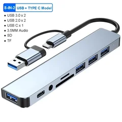 8-in-1 USB-C Hub with SD/TF & 3.5mm Audio, 5Gbps-8