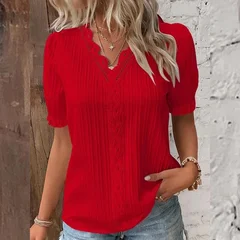 Women's Summer Fashion Cutout Short Sleeve T-Shirt Top-2