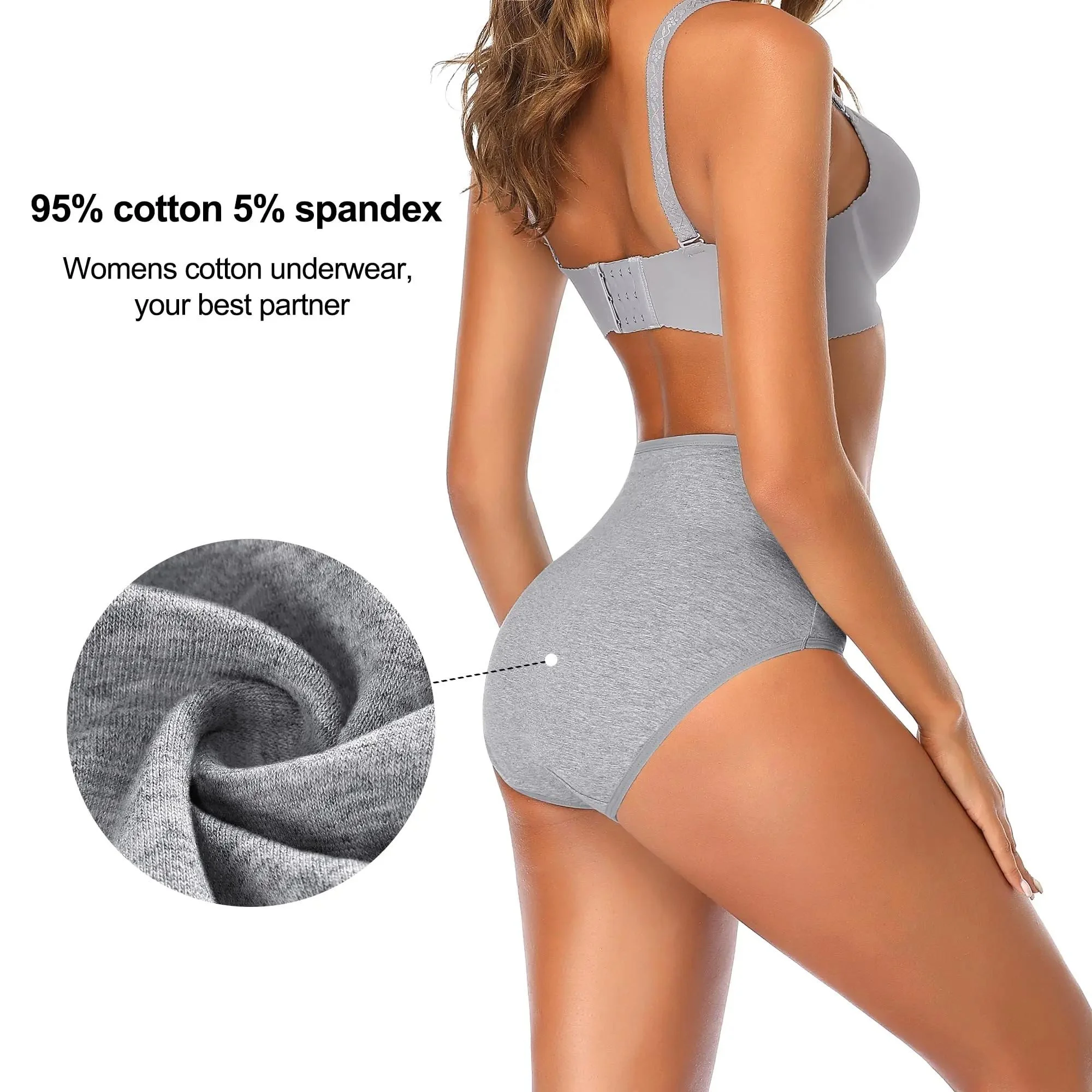 Plus Size High-Waist Tummy Control Women's Cotton Underwear — Product detail image 2