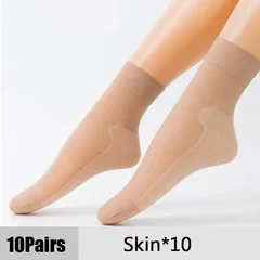 Women's Summer Ultra-Thin Transparent Cotton Silk Lace Patchwork Crystal Short Socks-15