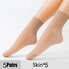 Women's Summer Ultra-Thin Transparent Cotton Silk Lace Patchwork Crystal Short Socks-25