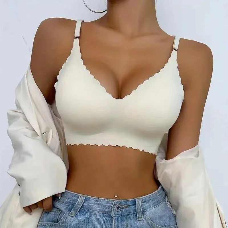 Sexy nahtloser Eis-Seide Uni ultradünn ohne Bügel Damen Sport Komfort Unterwäsche