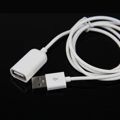 White PVC USB 2.0 Male to Female Extension Adapter Cable 1m 3ft-4