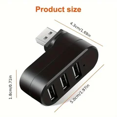 USB 3-Port Rotating Hub Splitter Mini Adapter-2