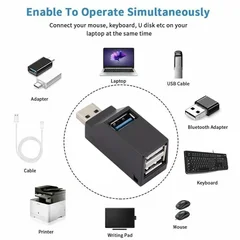 3-Port USB 3.0 Hub Mini OTG Adapter Splitter with 5Gbps High-Speed Transfer-5
