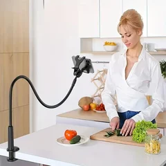 Gooseneck Phone Holder with Clamp Base for Bed, Desk, and Overhead Use-8