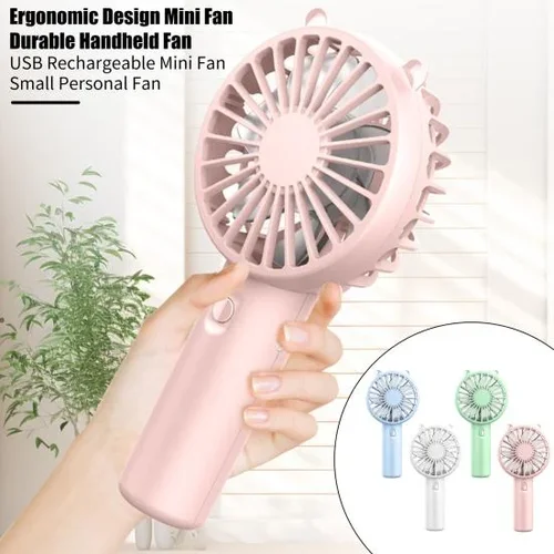 Rechargeable Handheld Small Fan with 3 Speeds, Strong Airflow, Low Noise