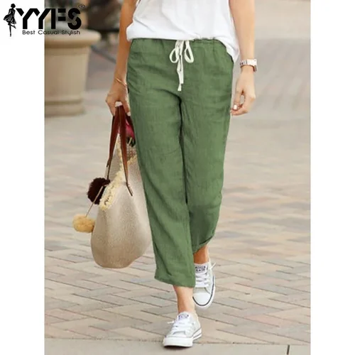 YYFS Women's Casual Solid Color Print Trousers
